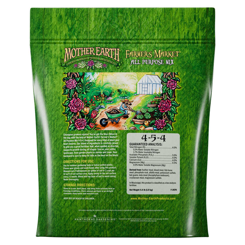 Mother Earth Farmer’s Market Mix 4-5-4 – All Purpose Plant Fertilizer for Vegetables, Flowers &amp; Herbs