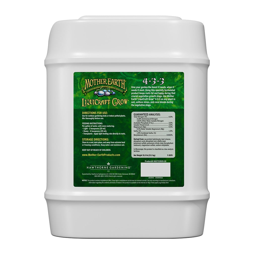 Mother Earth LiquiCraft Grow 4-3-3 – Vegetative Plant Fertilizer