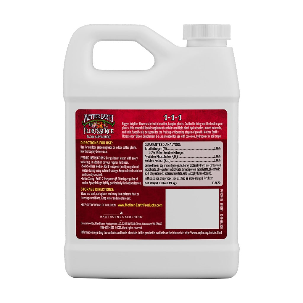 Mother Earth Floressence Bloom Supplement 1-1-1 – Liquid Flowering &amp; Fruit Boost