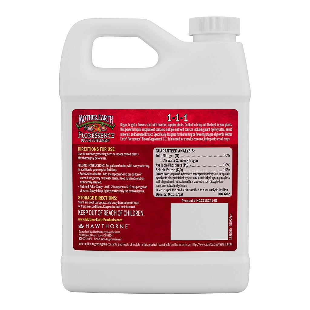 Mother Earth Floressence Bloom Supplement 1-1-1 – Liquid Flowering &amp; Fruit Boost