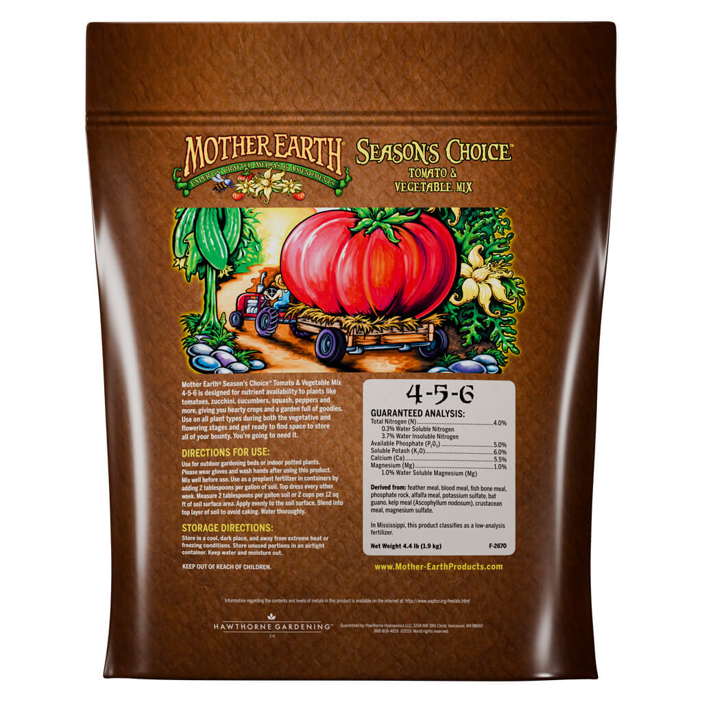 Mother Earth Season’s Choice 4-5-6 – Tomato &amp; Vegetable Fertilizer Mix